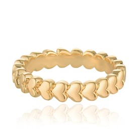 LADYGD Gold Rings for Women Trendy 14K Gold Plated Dainty Heart Band Stackable Chunky Rings Minimalist Finger Jewelry Gifts - Size 8