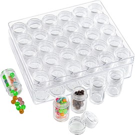 Empty Clear Plastic Container Jars, 30Pcs/Set Small Plastic Jewelry Bead Storage Jars Travel Cosmetics Small Round Container Jars with Clear Lids