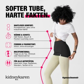 Kidneykaren Basic Tube Kidney Warmer Women: Back Warmer Round Knit, as Bandeau Top, Abdominal Warmer & Skirt, For Everyday Use, Yoga & Sports, Shirt Extension, Stretch Tube Skirt, Oeko-Tex 100, Black