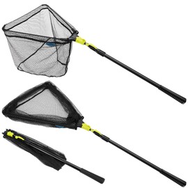 SAN LIKE Fishing Net Fish Landing Net, Foldable Collapsible Telescopic Fishing Nets with Long Handle, Fish Nets for Kids Adults in Saltwater Freshwater, Rubber Net & Fiberglass Poles,98 inch