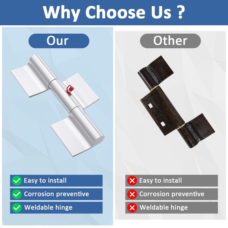SAQXK 2pcs 9 Inch Aluminum Greaseable Weld on Door Hinges