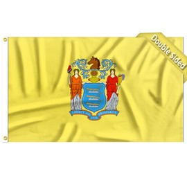 FLAGWIN New Jersey Flag 3x5 FT - 3 Ply Double Sided Polyester Flag with Brass Grommets - Vivid Color and Fade Proof State of New Jersey Flags 3x5 Outdoor