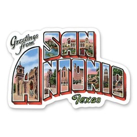 Squiddy Greetings from San Antonio Texas - Vinyl Sticker Decal for Phone, Laptop, Water Bottle (4" Wide)