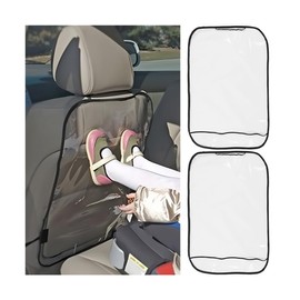 JNNJ Pack of 2 Car Seat Protectors, Transparent Car Seat Protector, Backrest, Children's Backrest Protection, Car, Universal Decorative and Protective Accessories Cars (Black Trim)