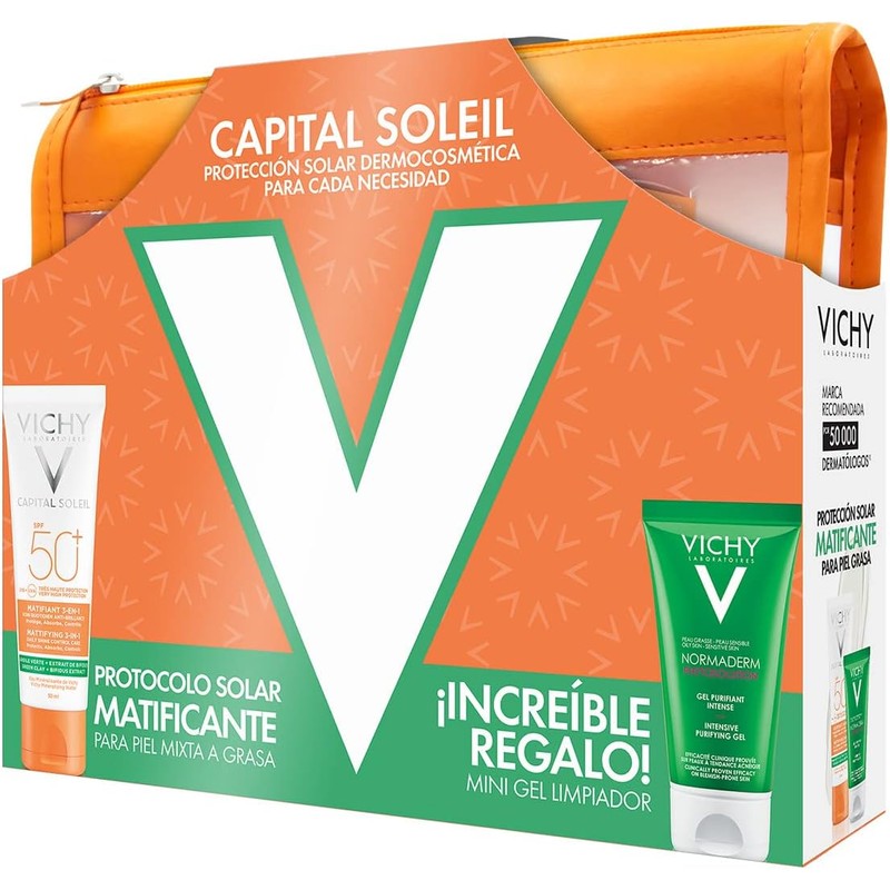 KIT CAPITAL SOLEIL PROTECCIÓN SOLAR ROSTRO MATIFICANTE+GEL LIMPIADOR VERANO 23