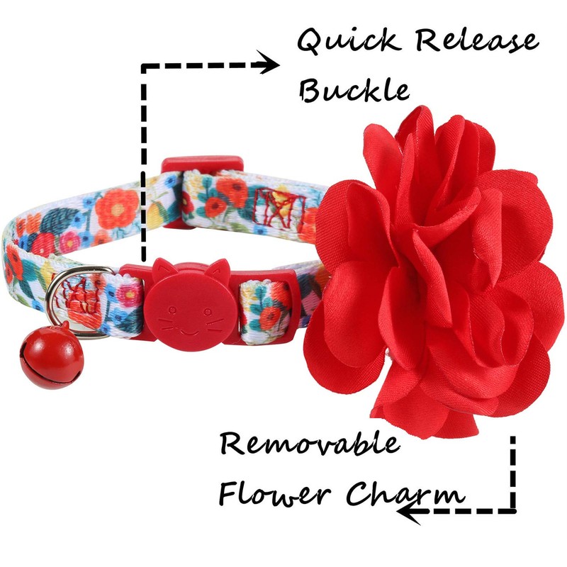 BoomBone Flower Cat Collar, Girl Puppy Collars Pet Floral Accessories