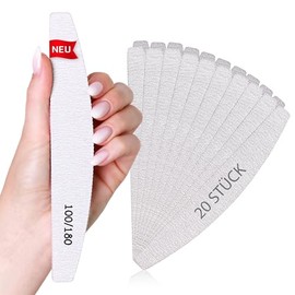 Lynis-Nailshop.de Professional Nail File for Gel Nails 100/180 Grit Zebra Half Moon Two Different Grits Curved Nail File for Gel Nails Rounded Side for Better Handling
