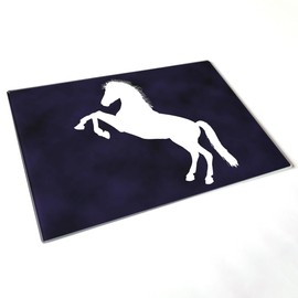 ShopQuality4U Premium Medium 20x28cm Glass Cutting Board Cheese Board Board Horse Silhouette Design Design Kitchen Worktop Saver Protector…