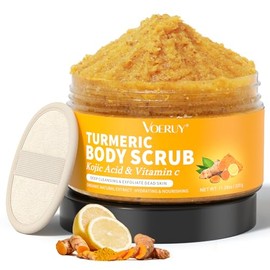 Body Scrub, Turmeric Vitamin C Exfoliation, Removes Dead Skin Cells, Reduces Dark Spots, Deep Cleansing Exfoliation for Body, Face, Hands and Feet, 320 g