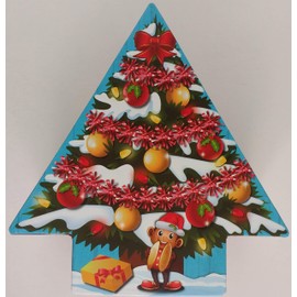 Christmas Holiday Tree-Shaped Gift Boxes Decoupage Nesting, Select: Size & Theme (Santa HAT & Present)