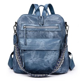 KOOIJNKO Backpack Purse for Women,2 Pack Fashion Designer Daypack Convertible Shoulder Bag Casual Satchal for Travel, College, Work, Dark Blue