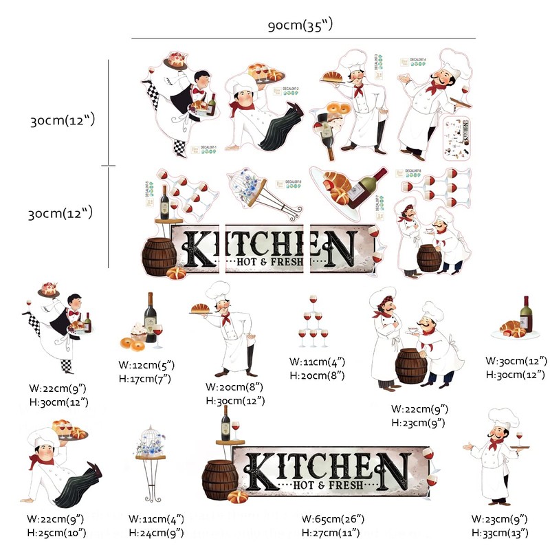Runtoo Chef Kitchen Wall Art Stickers Wine Food Cooking Quotes