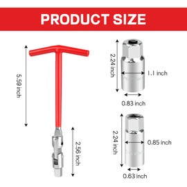 wuyaoyao Spark Plug Socket Wrench Set T-Handle 16mm (5/8") & 21mm (13/16") Installer Tool, Universal Spark Plug Remover Tool for Motorcycles, Lawn Mowers and Small Motor Vehicles