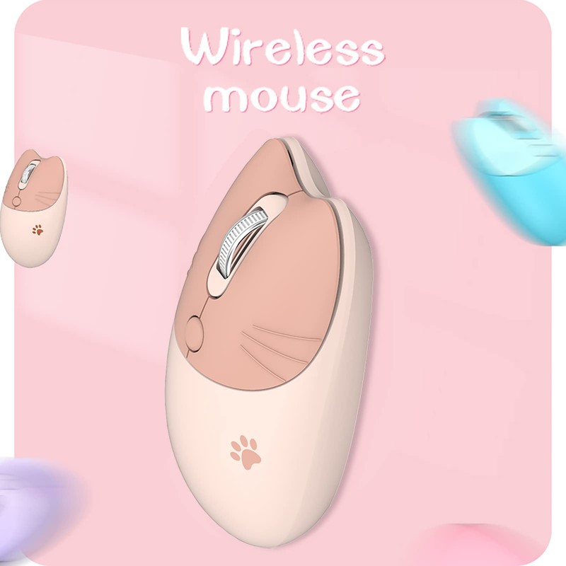 Cute Cat 2.4G USB Wireless Mouse for Women and Children,