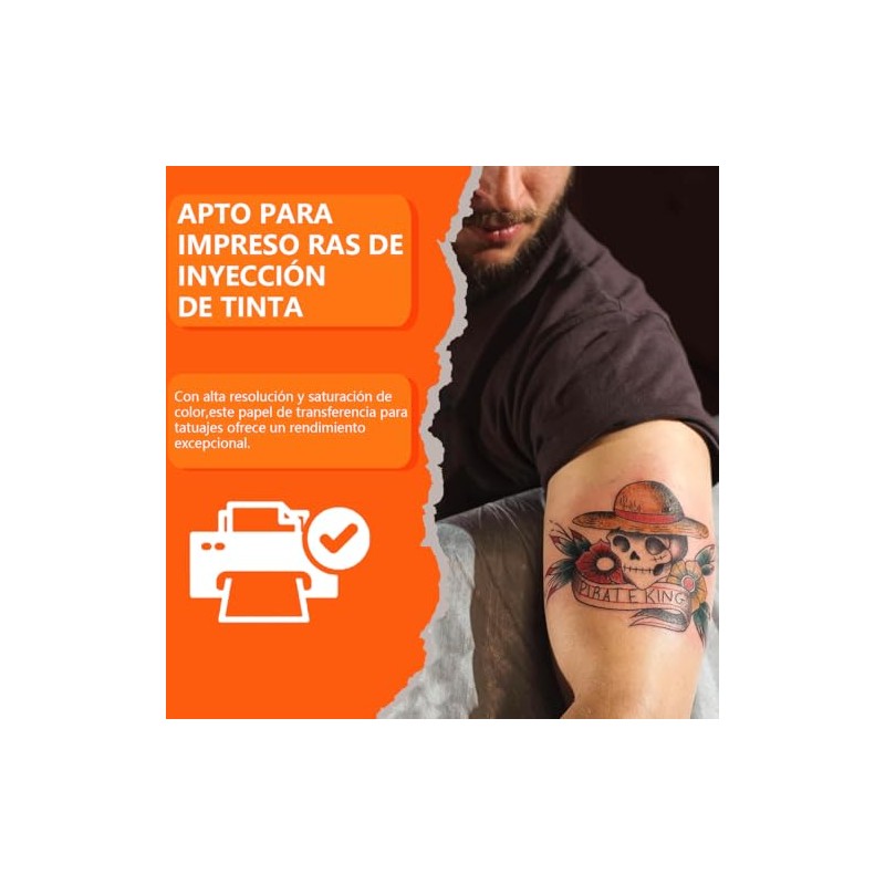 Papel para Tatuajes Temporales, Tattoo Paper para Impresoras de InyeccióN