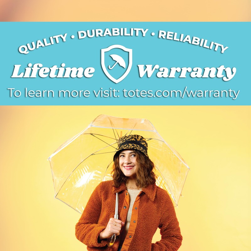 totes Clear Bubble Umbrella with Dome Canopy, Lightweight Design, Wind