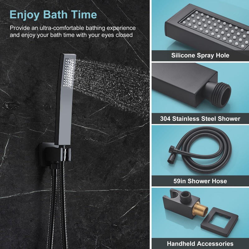 RTTWYYUU Matte Black Shower Head and Handle Set 10 Inch,