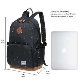 Kaukko Backpack for Men and Women, Chic and Practical Backpack for School, University, with Laptop Compartment and Anti-Theft Bag for Everyday Use Polyester, Black[k1005-3]