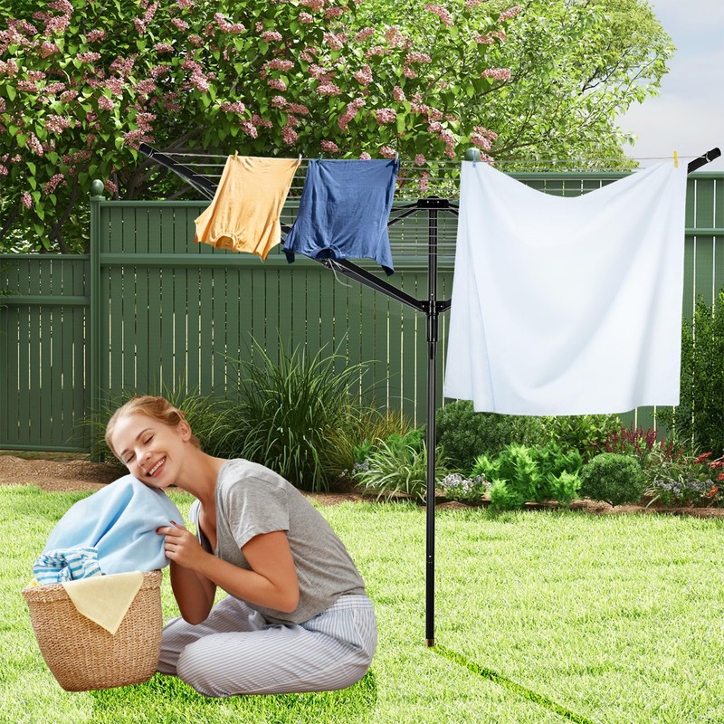 GOCEZIA Outdoor Umbrella Drying Rack, 4-Aluminum Arms Folding Rotary Dryer