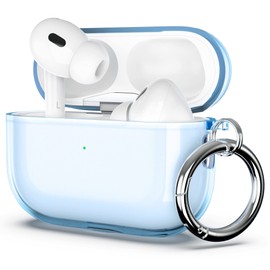 ULAK Airpods Pro Case Clear, Designed Protective AirPod Pro Cover Soft TPU Transparent Shockproof Case Accessories with Keychain for Airpods Pro 2019 [Front Led Visible] - Light Blue
