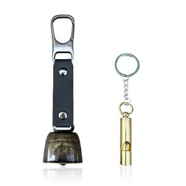 Pelata Bear Bell (with Sound Reducing Function) Whistle Set (Resonating Medium and High/Brass/Lightweight), Bear Bell, Safety Goods (Mountain Climbing, Camping, Outdoors), Bell Whistle