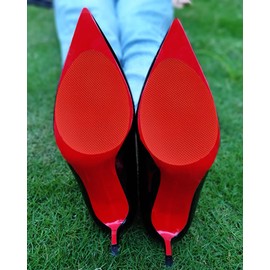 BHXANZOU Shoe Grips on Bottom of Shoes,Red Bottom Protectors Compatible with Christian Louboutin Shoes,Non-Slip Shoe Pads & Grips - Self-Adhesive Sole Protectors for Heels(3.5"x2.5",Red 6pCS)