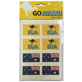 Souvenirs Australia Green and Gold and Australian Flag Tattoos – 8 Pack