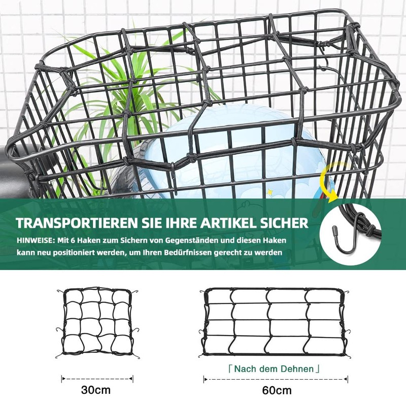 ANZOME Bicycle Basket Luggage Net & Waterproof Cover, Bicycle Basket
