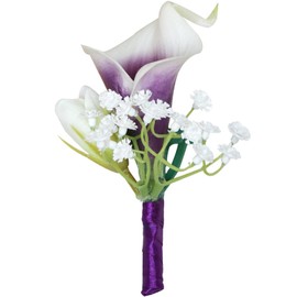 Jiyohai Artificial Purple Calla Lily Boutonniere for Men Groom Groomsmen Artificial Flowers Calla Lily Boutonniere for Wedding Party Prom Homecoming Ceremony Anniversary Purple Calla Lily Boutonniere