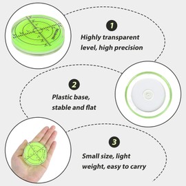 Bullseye Bubble Spirit Level Large Acrylic, 60mm Circular Spirit Level with Degrees for Precision Measuring, Horizontal Green Camera Platform Balance Tool, Ideal for Caravans Construction & DIY Use