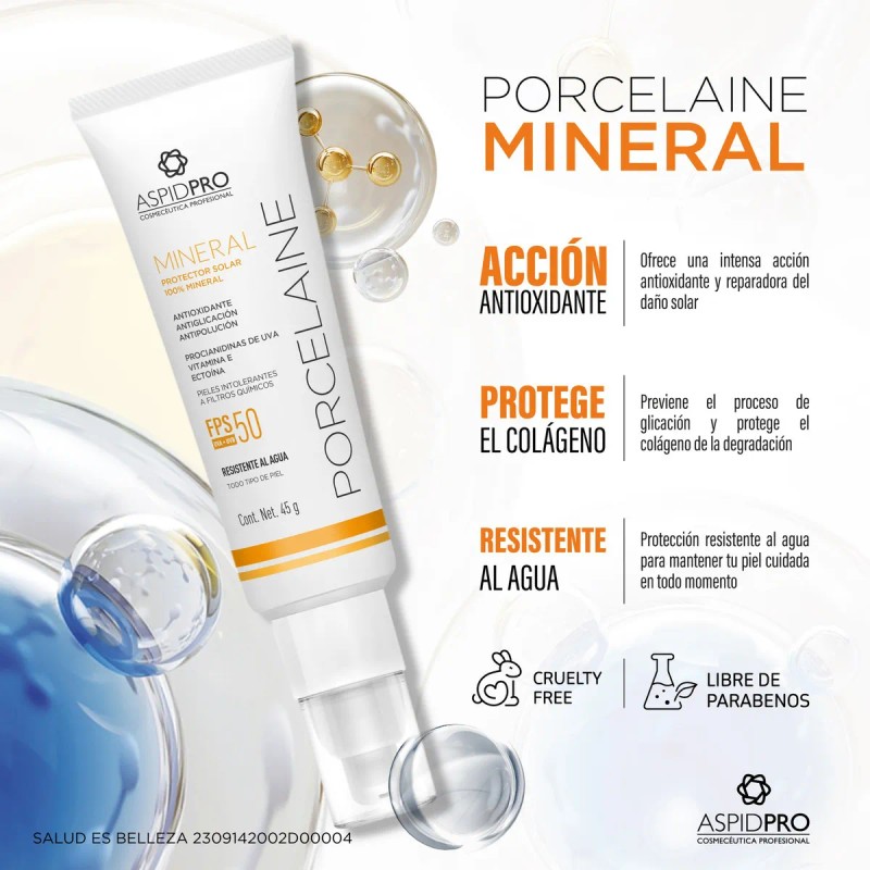 Aspidpro Porcelaine Mineral Protector Solar Crema