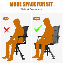 HUNT MONSTER Hunting Chair for Blinds, Folding Hunting Blind Chairs 360 Degree View Swivel with 4 Legs Adjustable Height, Portable Stable Deer Ground Blind Chair Duck Hunting Fishing Chair