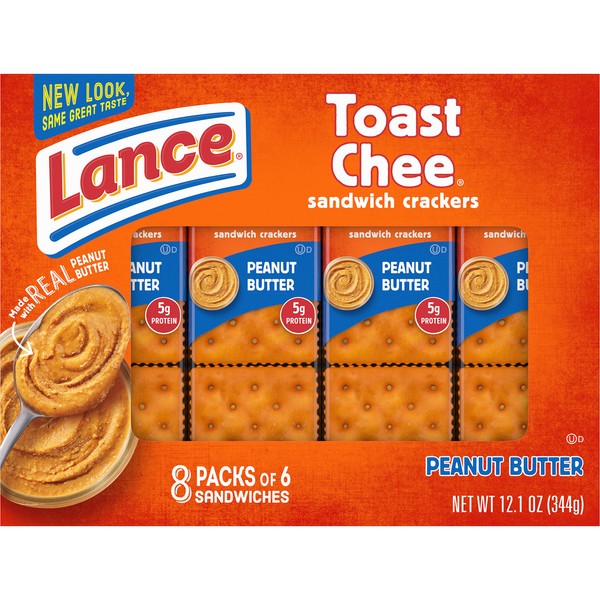Lance Sandwich Crackers, ToastChee Peanut Butter, 8 Count Box