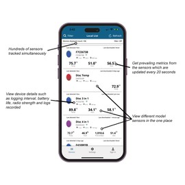 Tempo Disc Bluetooth Compatible Thermometer, Hygrometer & Dew Point Sensor and Logger, Smart Temperature Humidity Monitor, Unlimited Phone Storage. Simple Data Export. Made in USA