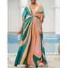 Bsubseach Women's Ethnic Print Kaftan Beach Maxi Dresses, Striped pattern