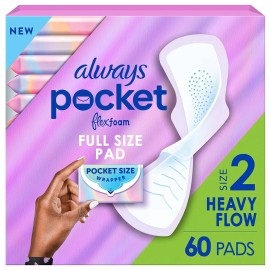Always Pocket FlexFoam Heavy Flow Pads with Wings, 60 ct.