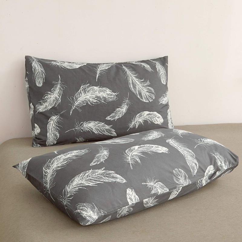 Adam Home Printed Duvet Cover Set (Feather Charcoal King)- Ultra