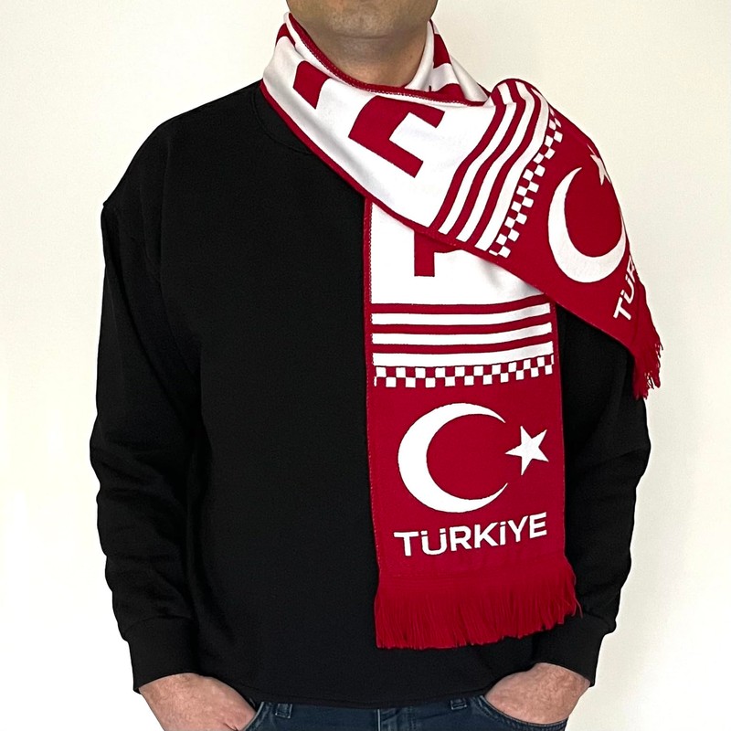 Taraftar 7/24 Türkiye Scarf for Football Fans, Red and white