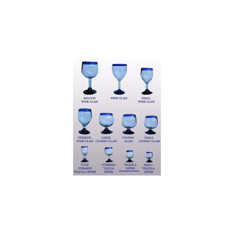 MexHandcraft Cobalt Blue Rim 2.5 oz Tequila Sippers (set of