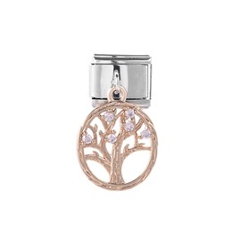 M&S Engagement Rose Gold Silver Bee ButtefflyBaby Owl Dog Stainless Steel 9mm Italian Link Charm Compatible With Nomination Bracelet (Family Tree Of Life)