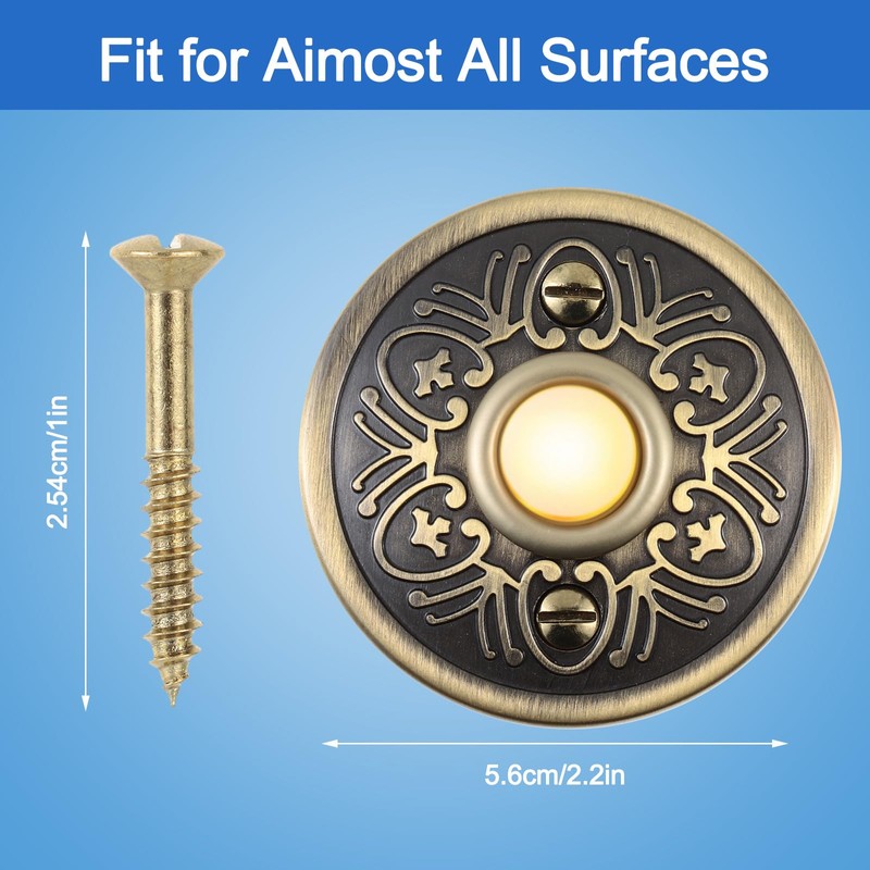 Metal Doorbell Push Button, Bronze Wired Lighted Up LED Doorbell