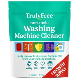 Truly Free Laundry Washing Machine Cleaner and Deodorizer | Top Load & Front Load Washer Cleaner for Grime, Mold, Odor Remover | Safe for HE Washing Machines & Septic Tanks, Non Toxic, Natural, Clean