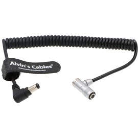 Alvin's Cables PORTKEYS Right Angle Power Cable 4 pin Female to Right Angle DC Male Coiled Power Cord for BM5 BM7 Monitor