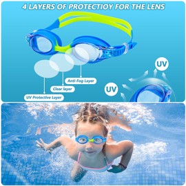 Mezere Kids Swimming Goggles 6-14 Kids Goggles Anti Fog Swim Goggles UV Resist No Leaking Childrens Swimming Goggles for Boys Girls Swim Glasses