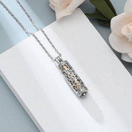 shajwo Cylinder Cremation Jewelry Tree of Life Urn Ashes Necklace for Women Men Vial Cremation Ash Pendant Loved One Memorial Jewelry,Gold