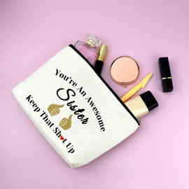Sister Gifts from Sister You’re an Awesome Sister Makeup Bag Gifts Christmas Birthday Graduation Gifts for Soul Sister Big Sister Little Sister Friendship Gifts for Sister Best Friend Cosmetic Bag
