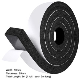 fowong Open Cell Foam Insulation, 50mm(Width) X 25mm(Thick) X 2M(Length), Window Insulation Weather Stripping Air Conditioner Seal Low Density Foam Tape Shock-Absorbing