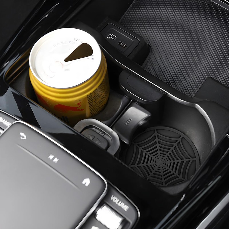 BESULEN Car Cup Coasters, 4 Pack Spider Web PVC Non-Slip