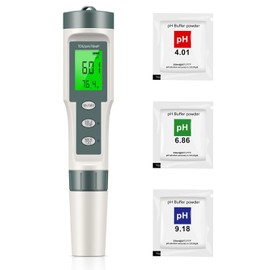 Digital pH Meter with TDS and Temperature Display, LCD Screen, Water Quality Tester