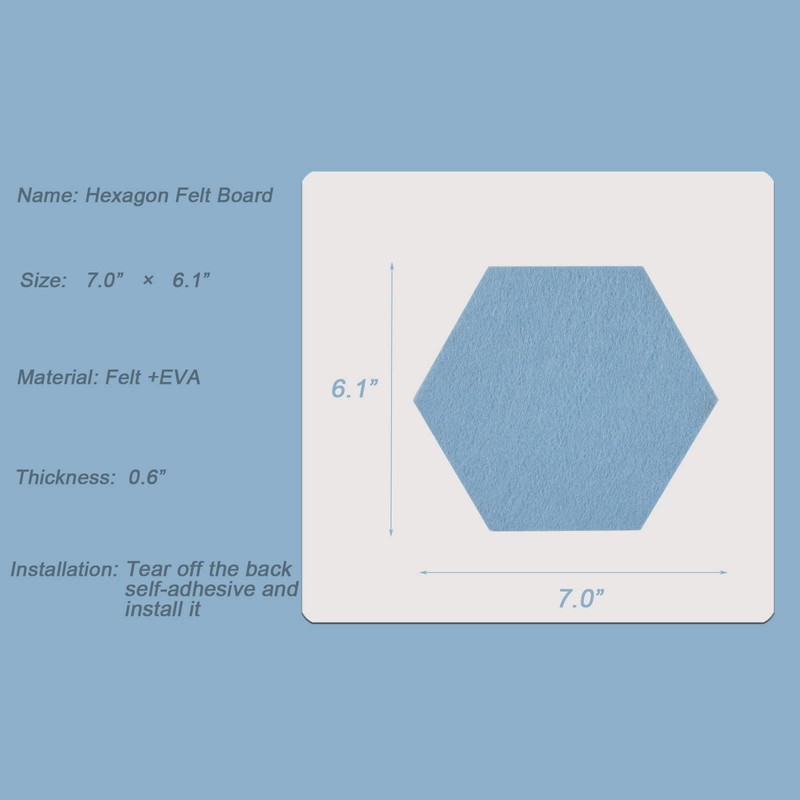 LAJAR 8 Pcs Hexagon Felt Bulletin Board Tiles, Self Adhesive